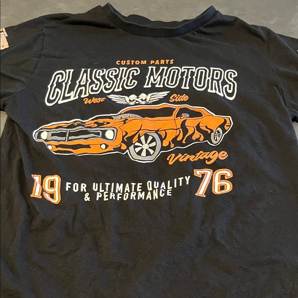 On Fire Black and Orange Classic Motors Tee